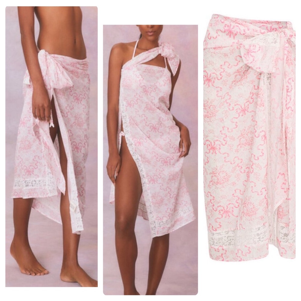 🎀NEW LoveShackFancy🎀  Bubblegum Blast Whimsical Pink Bows Wrap NWT